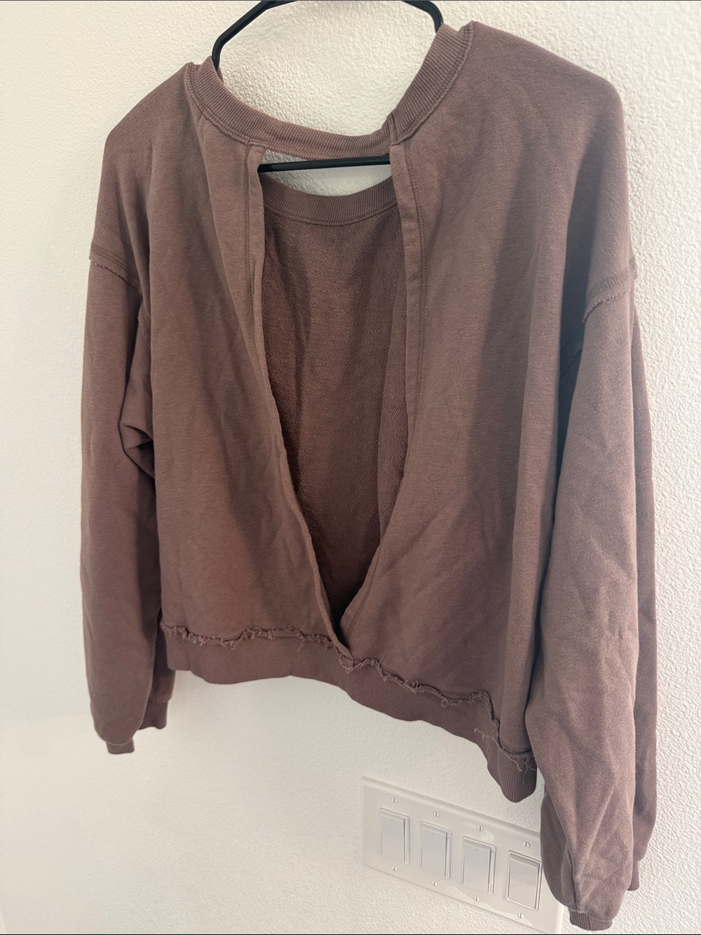 Z Supply Open-Back Brown Crewneck Sweatshirt